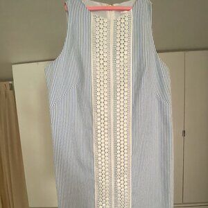 London Times Strip & Trim Shift Dress - Size 6